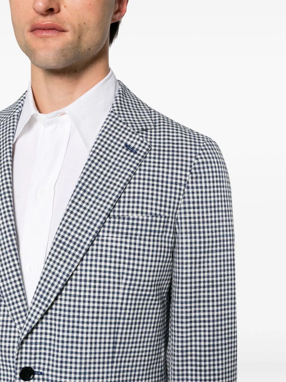 FURSAC gingham single-breasted blazer - Blue