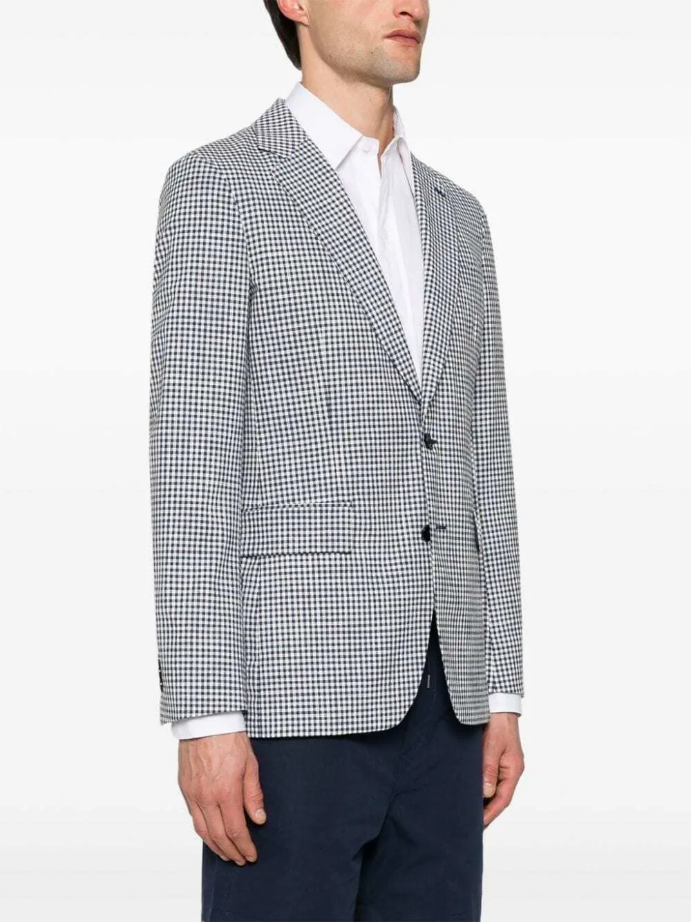 FURSAC gingham single-breasted blazer - Blue