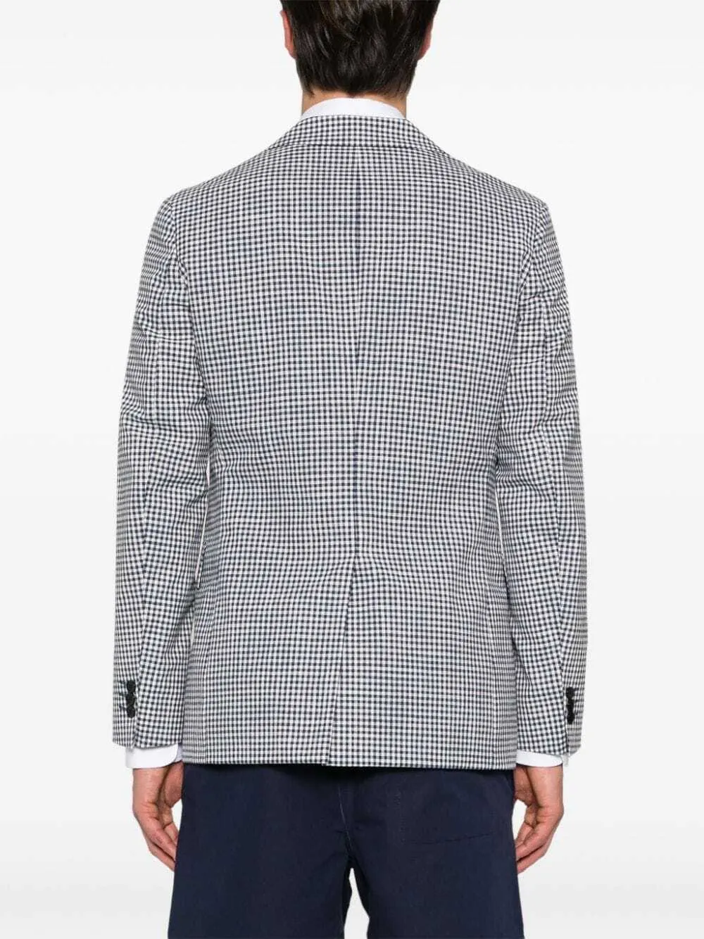 FURSAC gingham single-breasted blazer - Blue