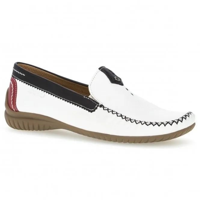 Gabor  Womens 090.69 California White Multi Leather Slip-On Driving Shoes