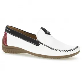 Gabor  Womens 090.69 California White Multi Leather Slip-On Driving Shoes