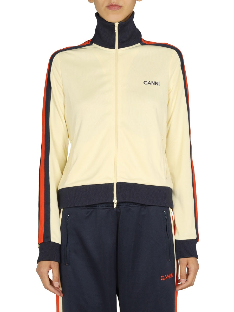 Ganni Logo Embroidered Stripe Detail Jackets