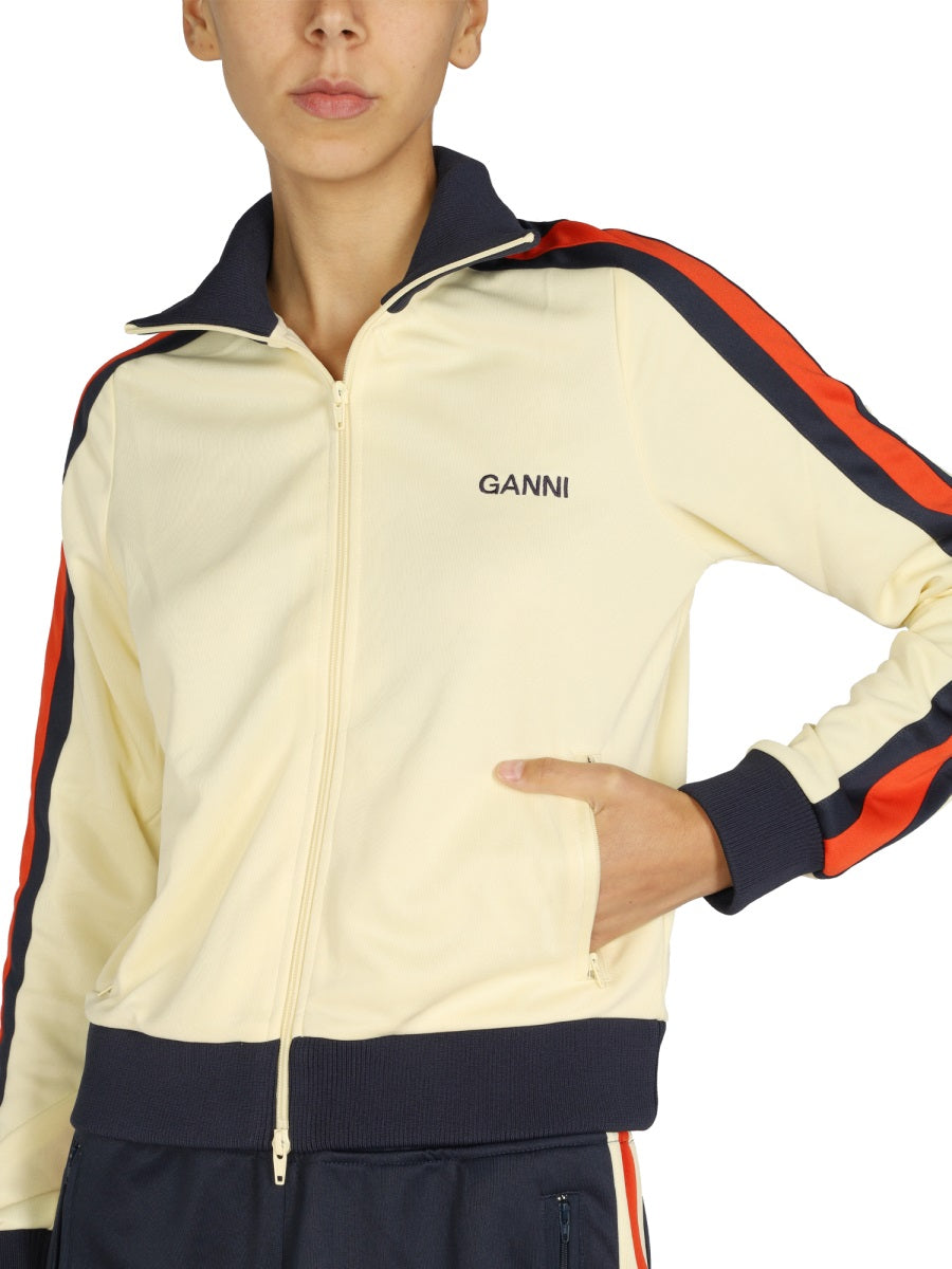 Ganni Logo Embroidered Stripe Detail Jackets