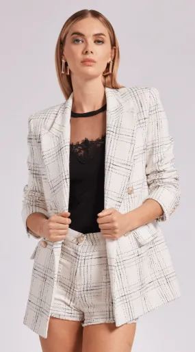 Generation Love Talan Tweed Blazer in White/Black