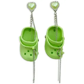 Green Bedazzled Mini Croc Earrings