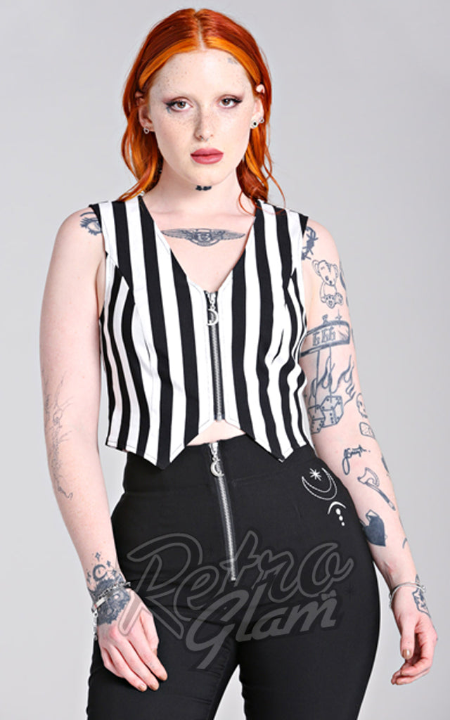 Hell Bunny Striped Gasper Waistcoat