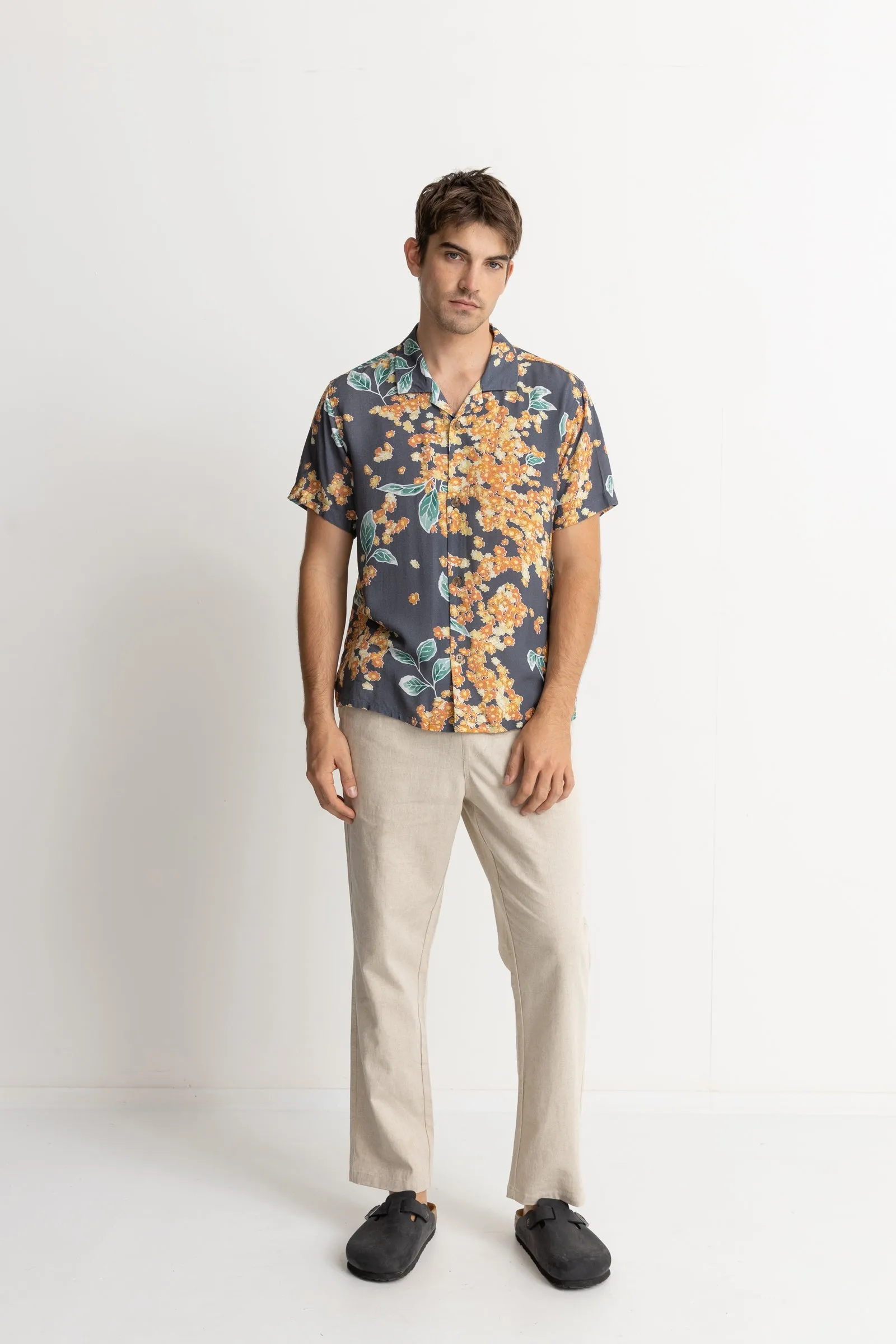 Isle Floral Cuban Ss Shirt Dark Navy