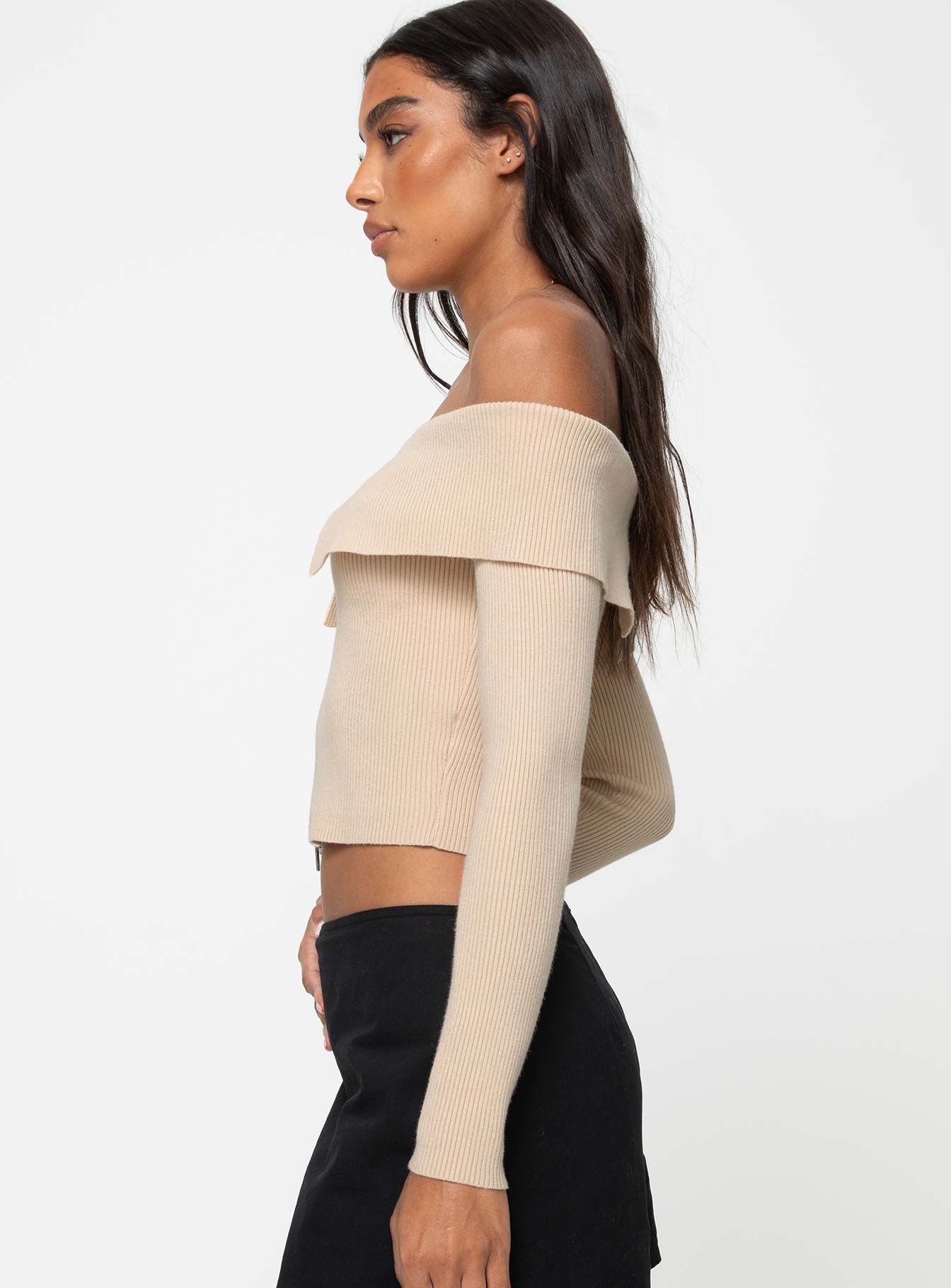 Kaelyn Zip Front Sweater Latte