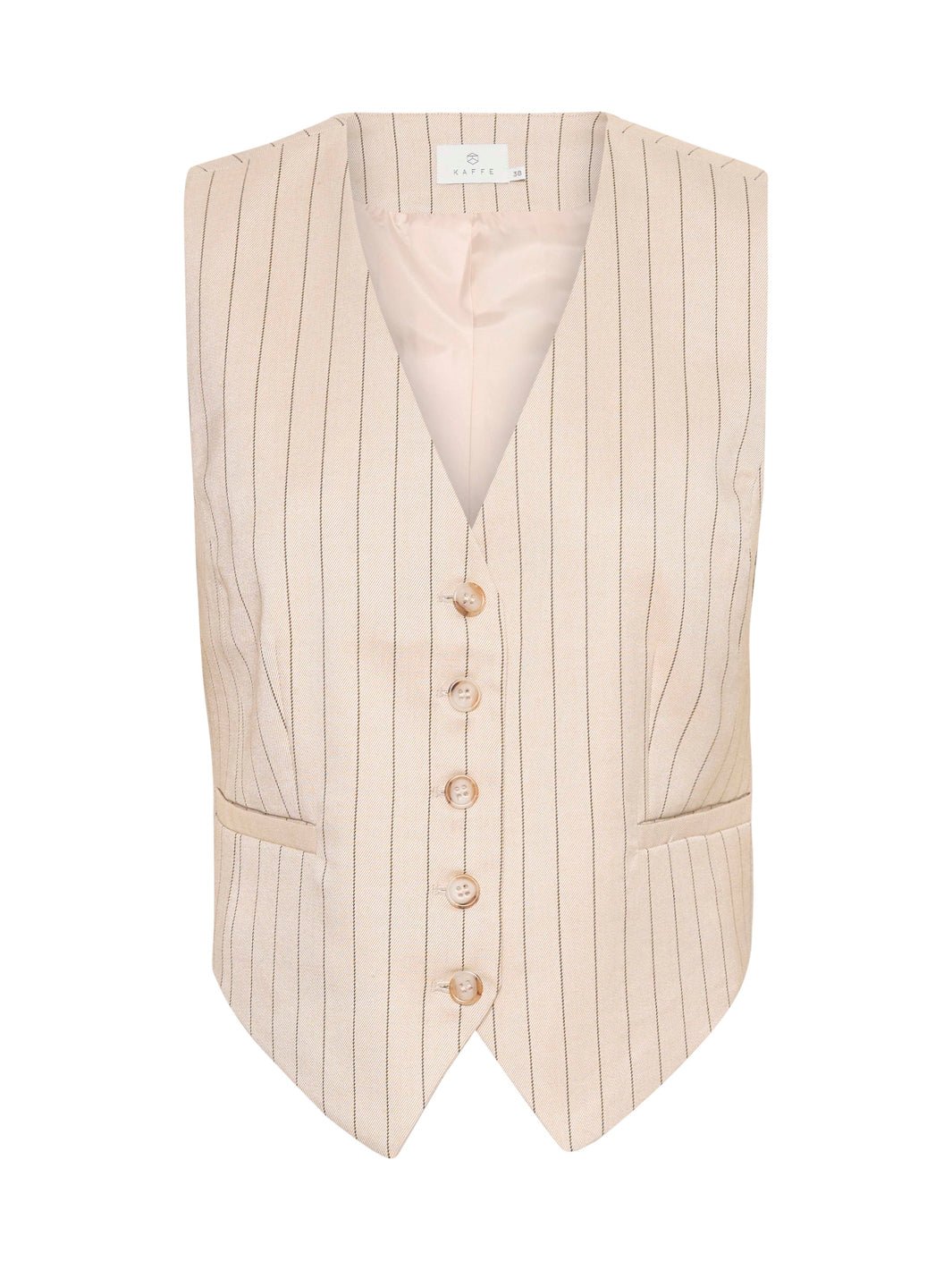 Kaffe KAagathe waistcoat sand/black pinstripe