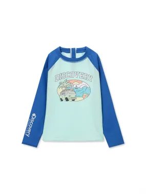 [KIDS] Graphic Half Zip-Up Rashguard Aqua Blue