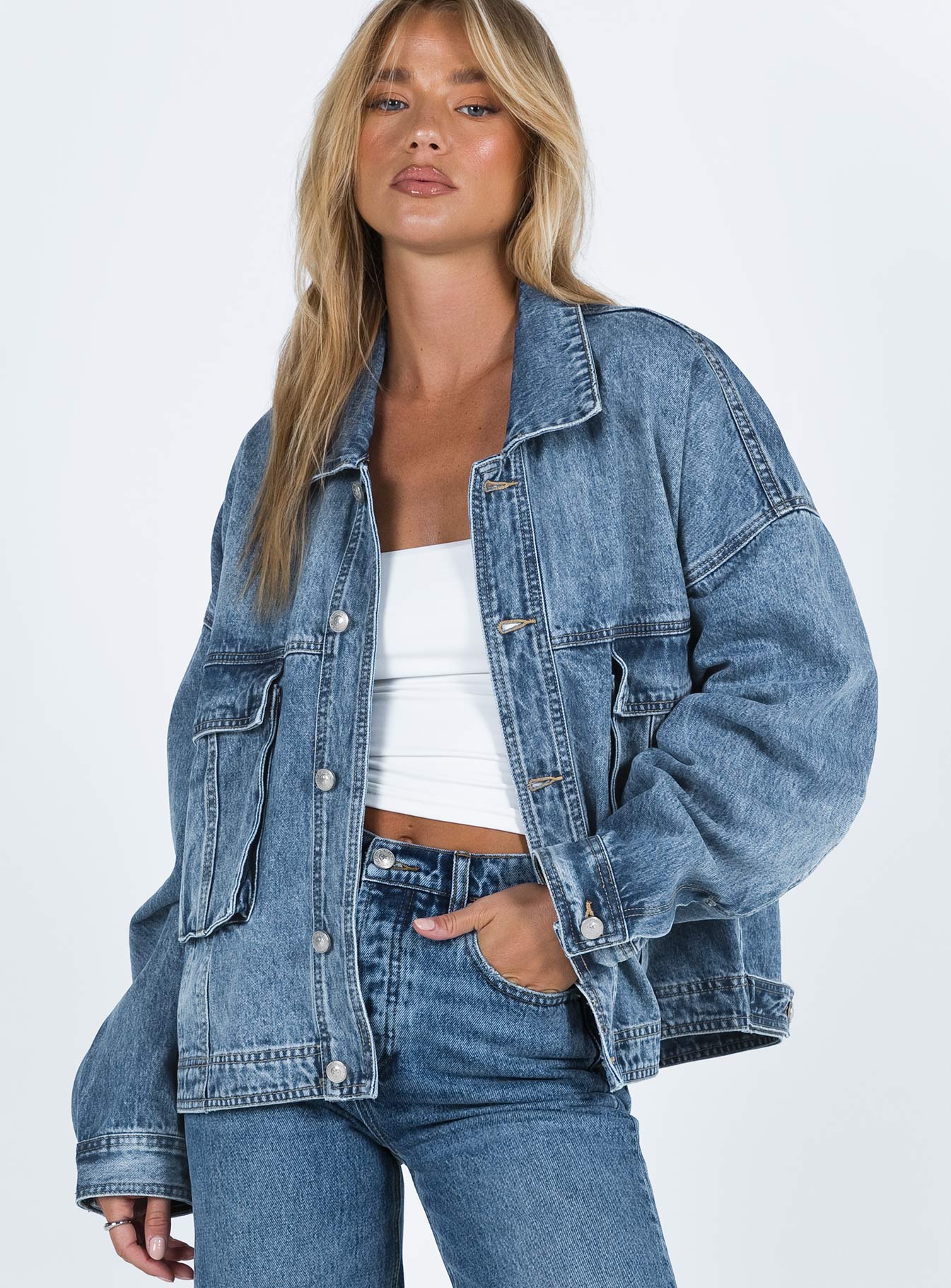 Kier Oversized Jacket Denim Mid Wash