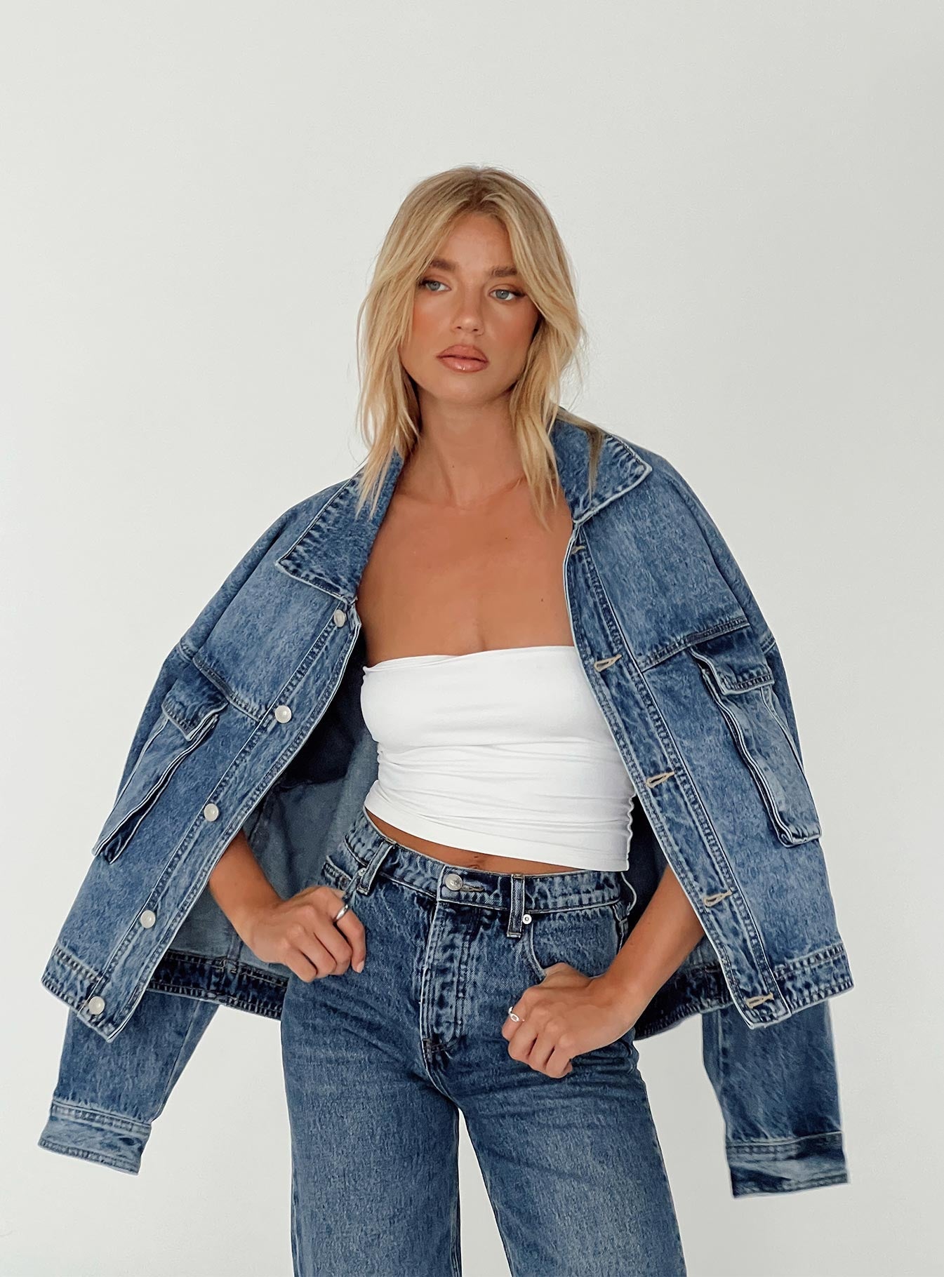 Kier Oversized Jacket Denim Mid Wash