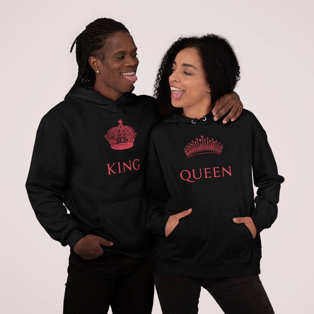 King And Queen Red Couple Hoodies