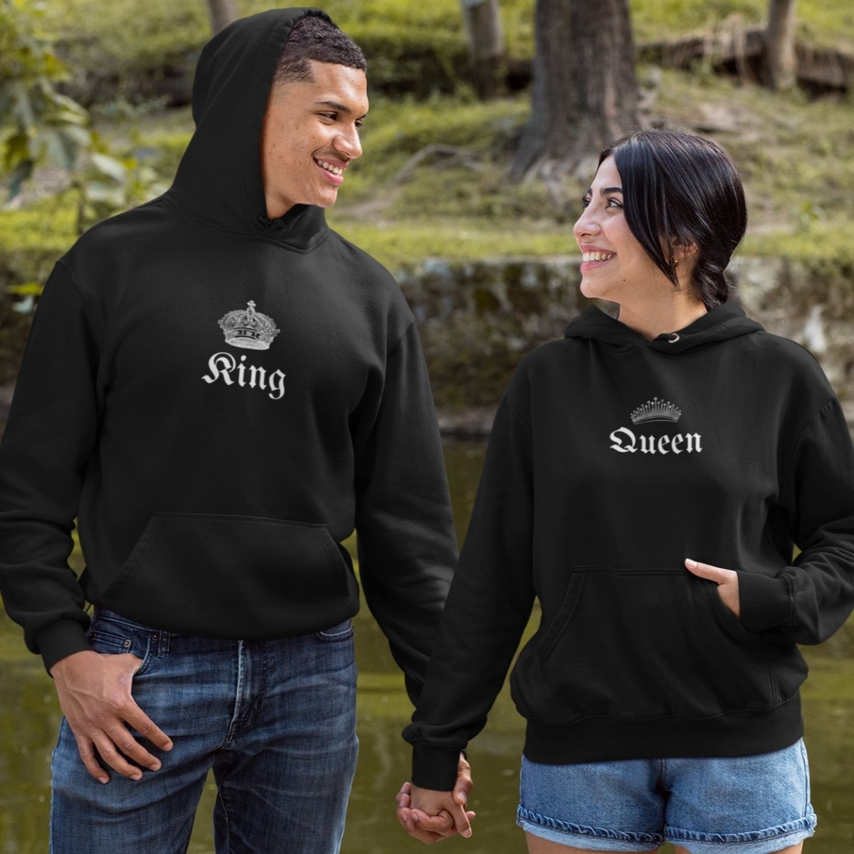 King And Queen Vintage Couple Hoodies