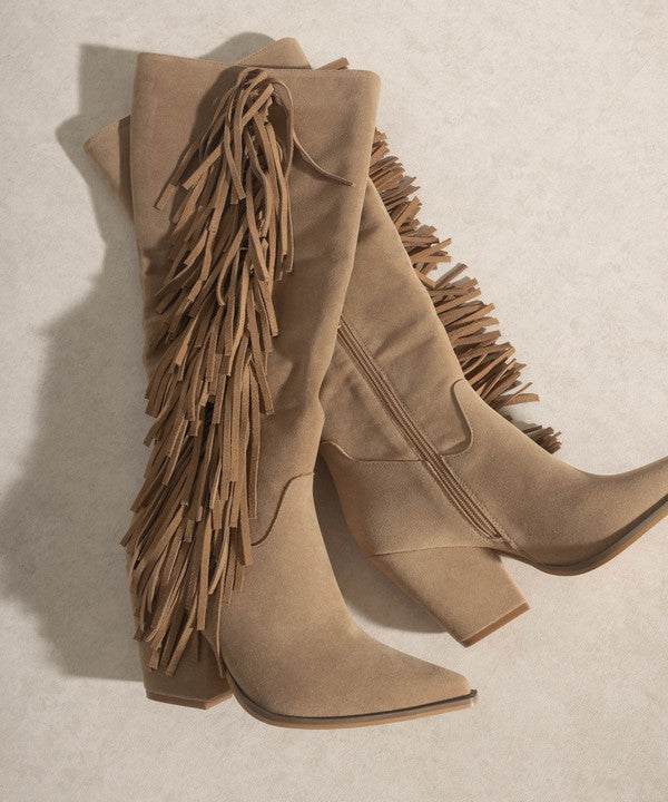 Knee-High Fringe Boots