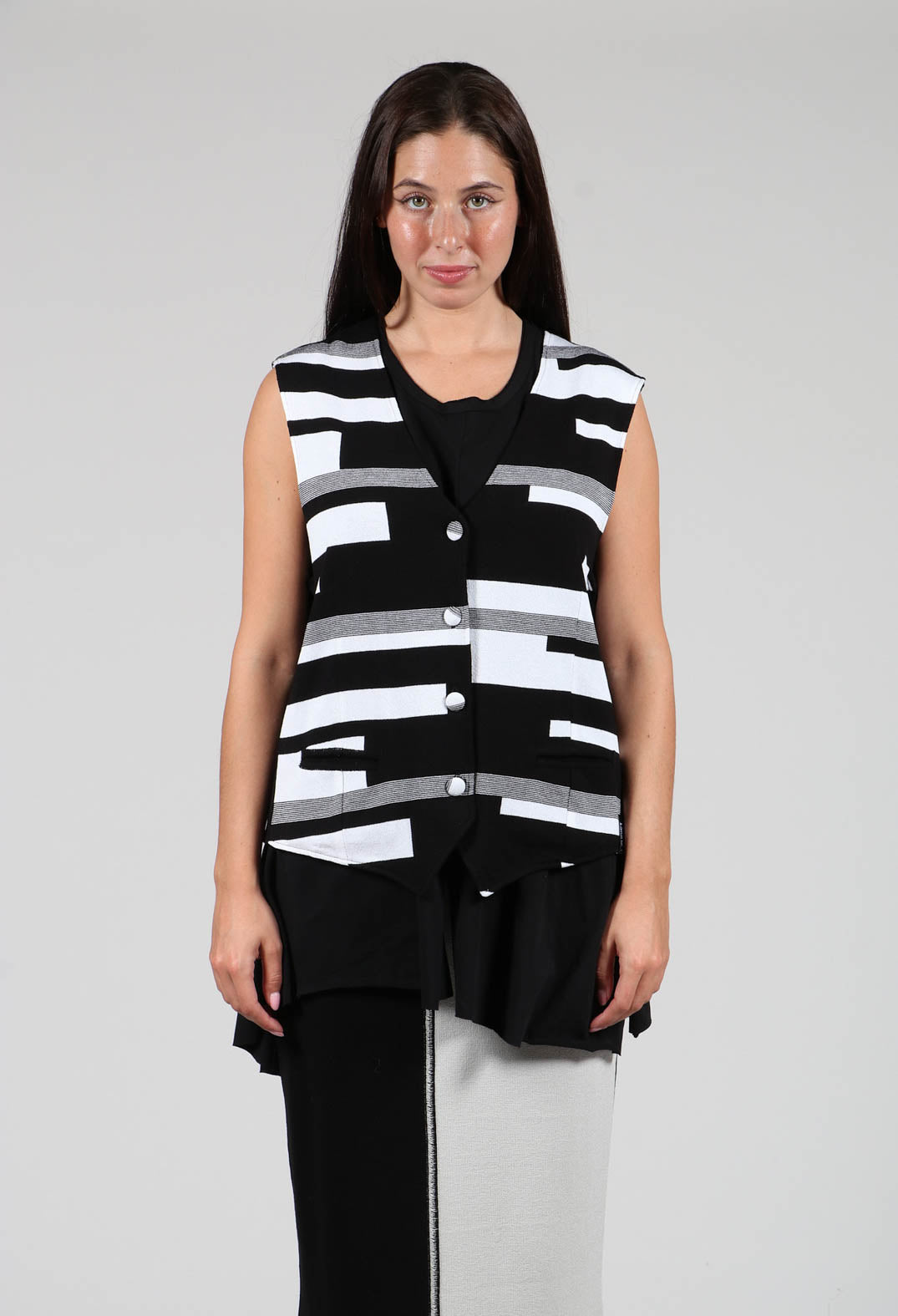 Knitted Waistcoat in Black and White