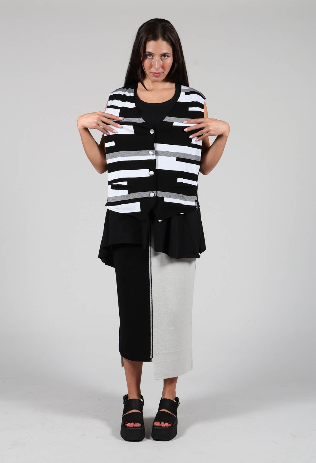 Knitted Waistcoat in Black and White