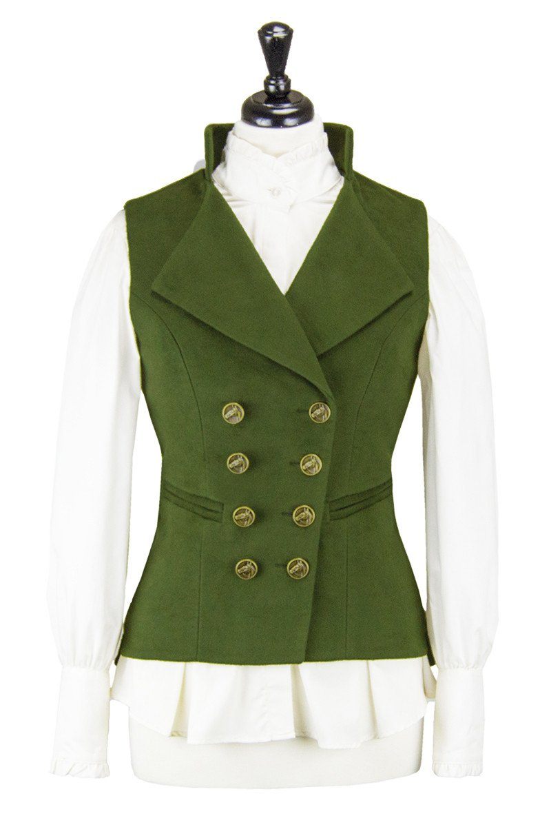 Lady's Regency Waistcoat (Bracken Green Moleskin)