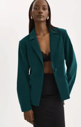 Lamarque Lottie Faux Leather Blazer in Dark Jade