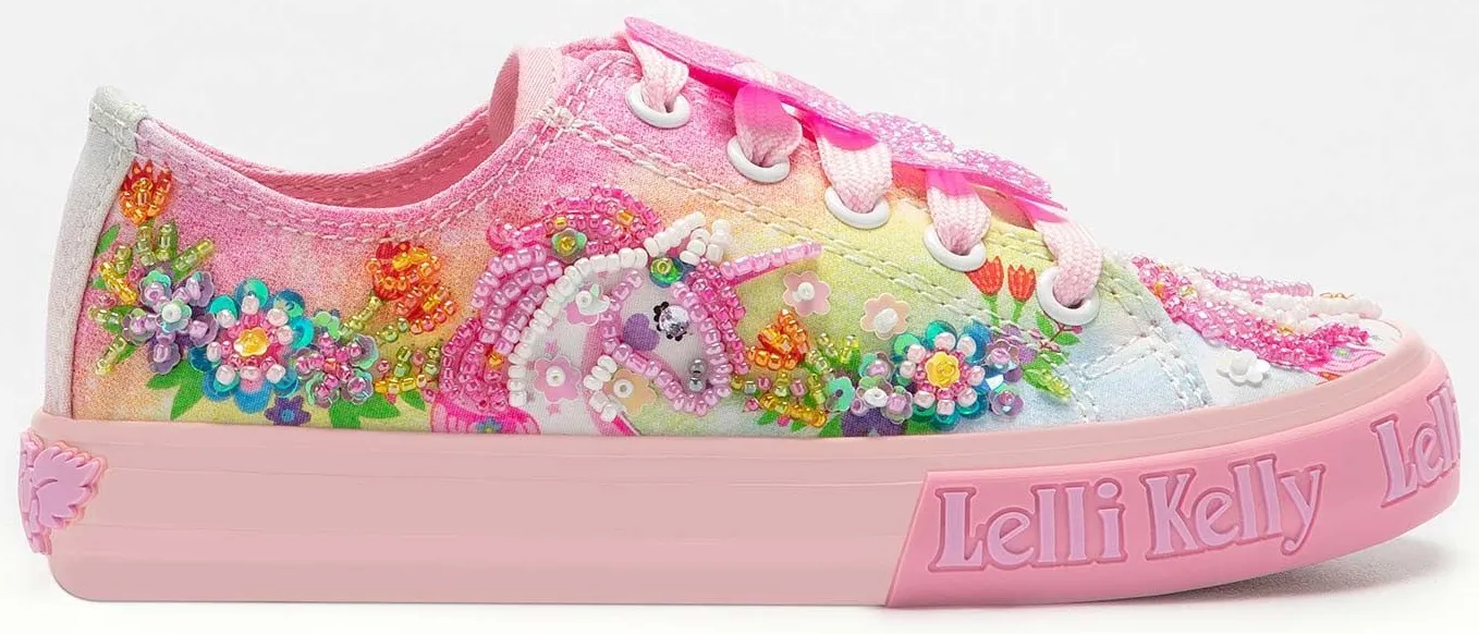 Lelli Kelly LK 1003 Unicorn Canvas Pump Trainer Shoes Fantasia Pink