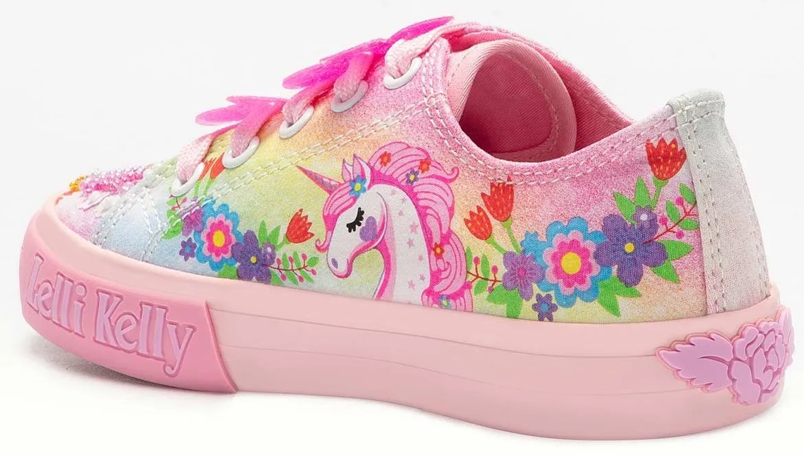 Lelli Kelly LK 1003 Unicorn Canvas Pump Trainer Shoes Fantasia Pink