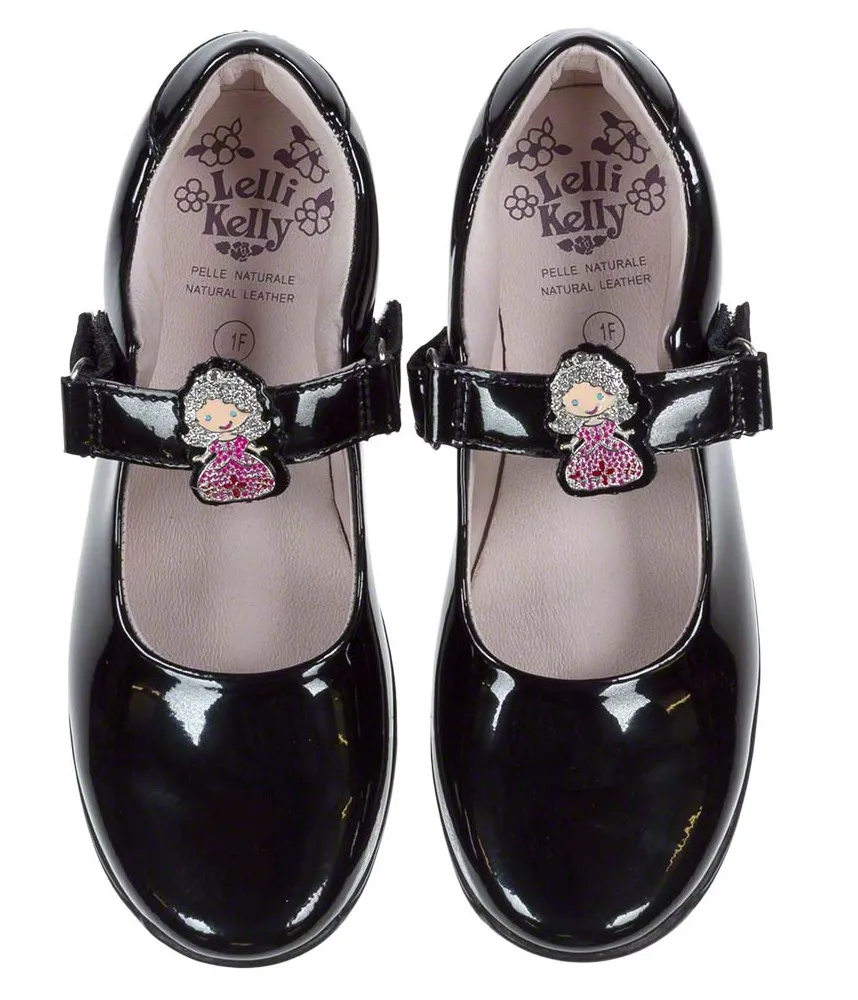 LELLI KELLY LK 8345 PRINNY INTERCHANGEABLE PRINCESS SCHOOL SHOES G FIT BLACK PATENT