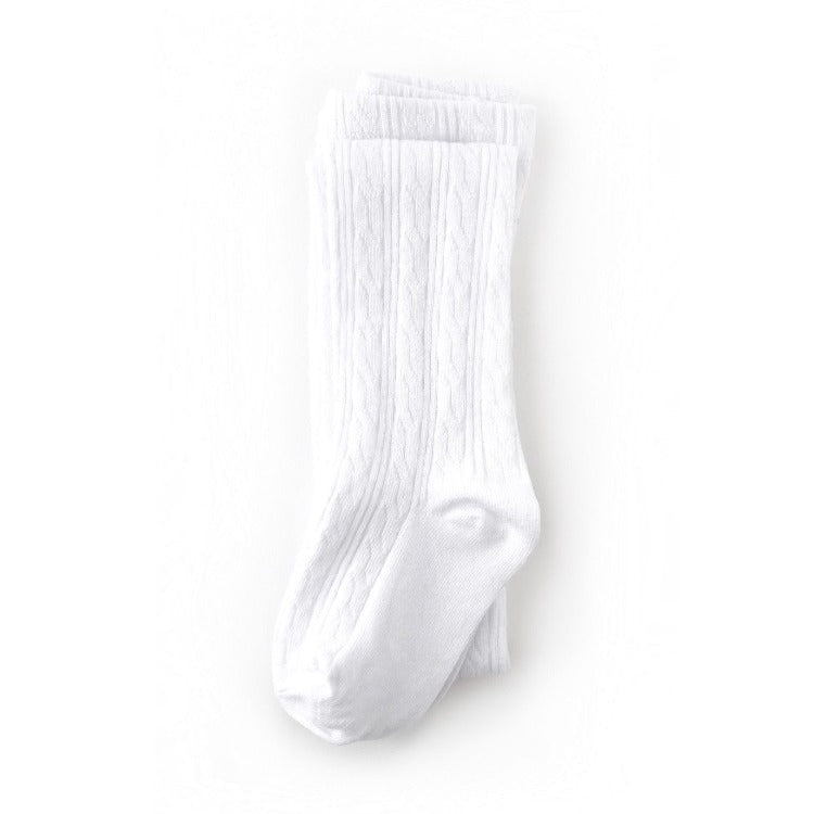 Little Stocking Co. - White Cable Knit Tights