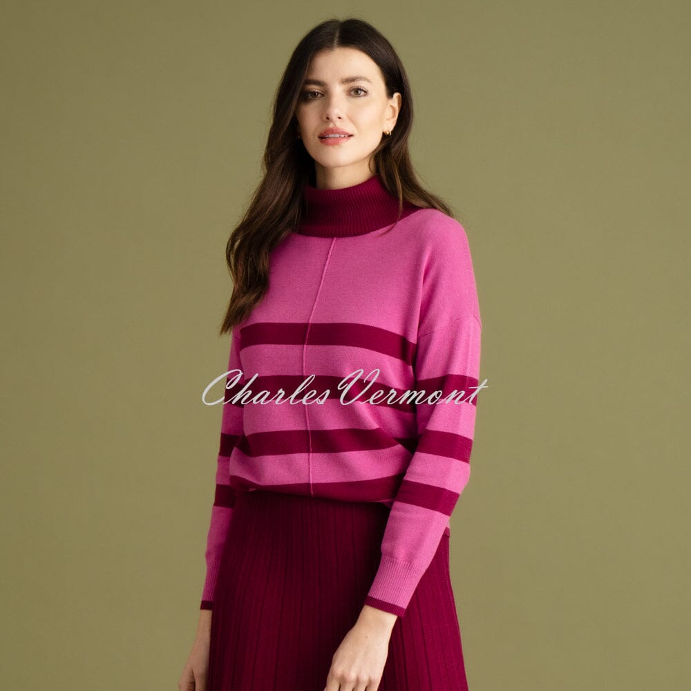 Marble Striped Sweater - Style 7180-206 (Dark Pink / Berry)