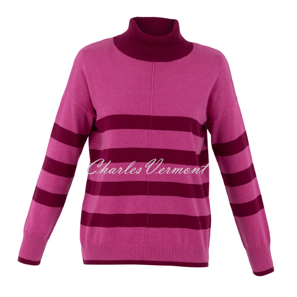 Marble Striped Sweater - Style 7180-206 (Dark Pink / Berry)