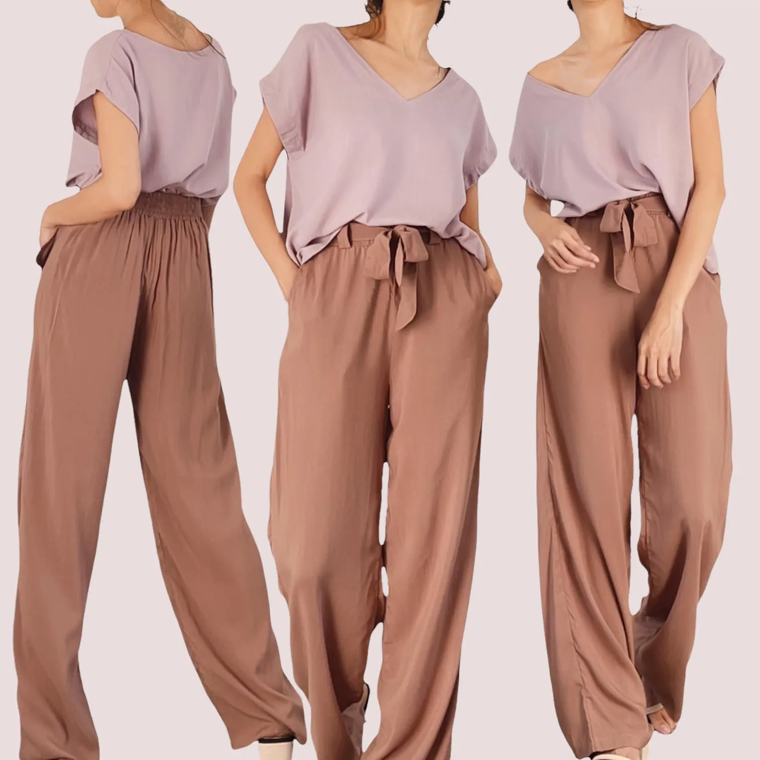 MEADOW Woven Color Block Top and Pants Coords