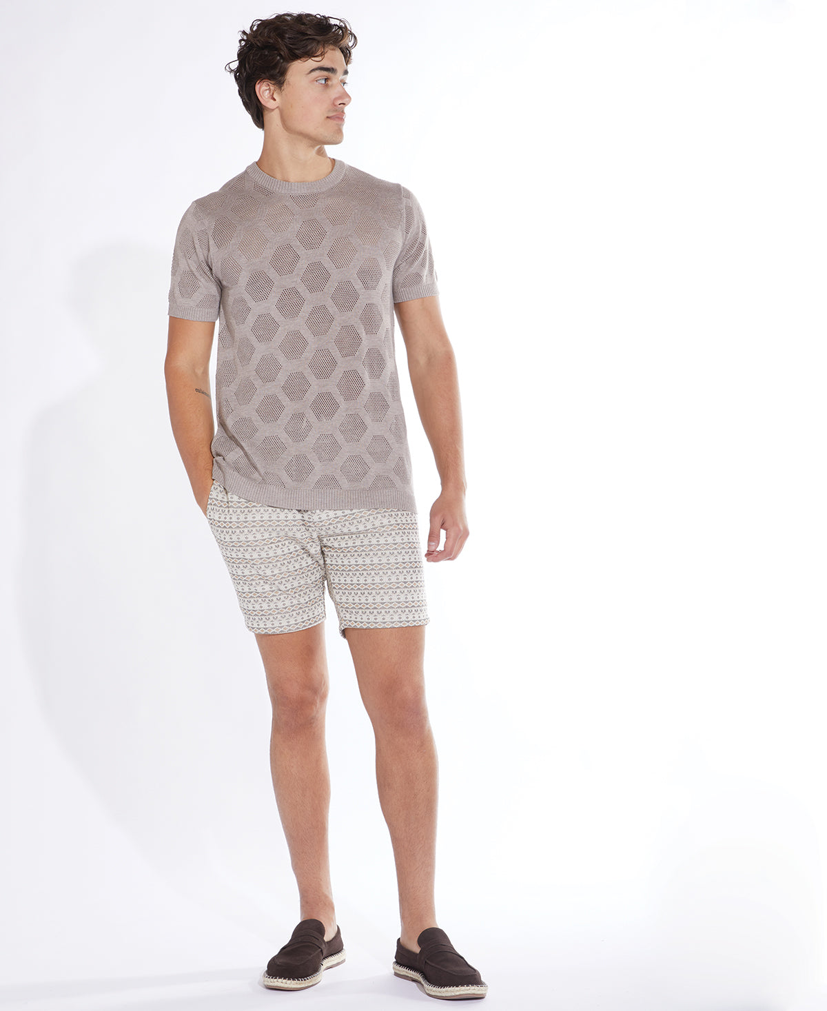 Meyer Sweater Knit Tee (Heather Khaki)