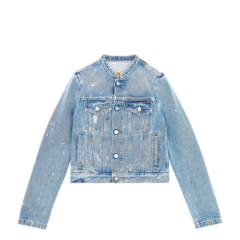 MM6 WOMEN'S COLLARLESS DENIM JACKET