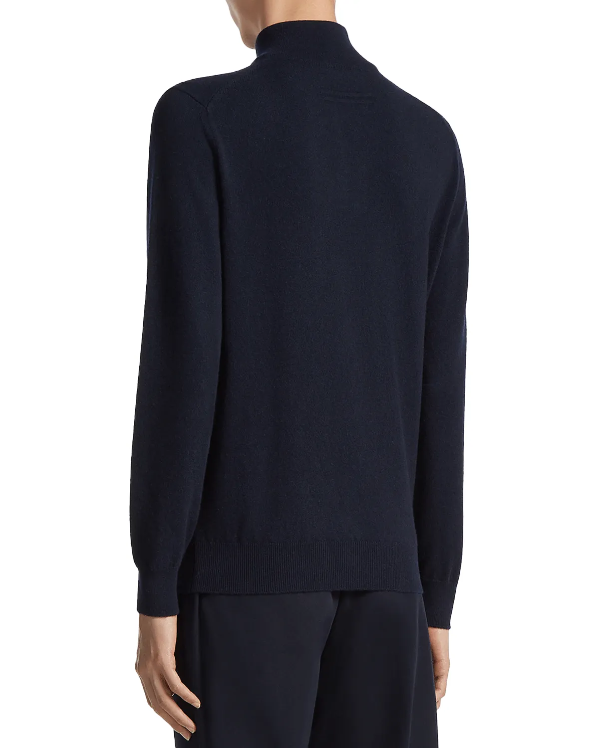 Navy Blue Oasi Cashmere Zip Mock Sweater