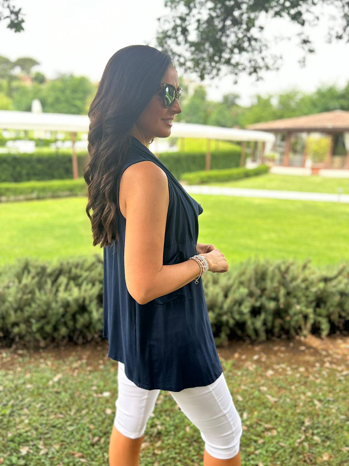 Navy Scoop Neck Waistcoat Shena