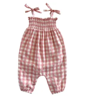 Organic Jumpsuit, Pink Gingham