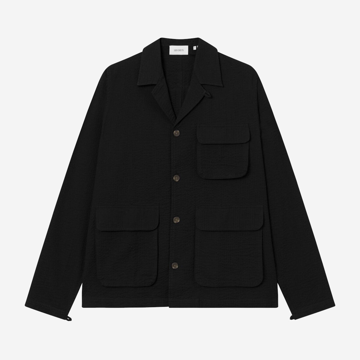 Osmund Seersucker Overshirt - Black