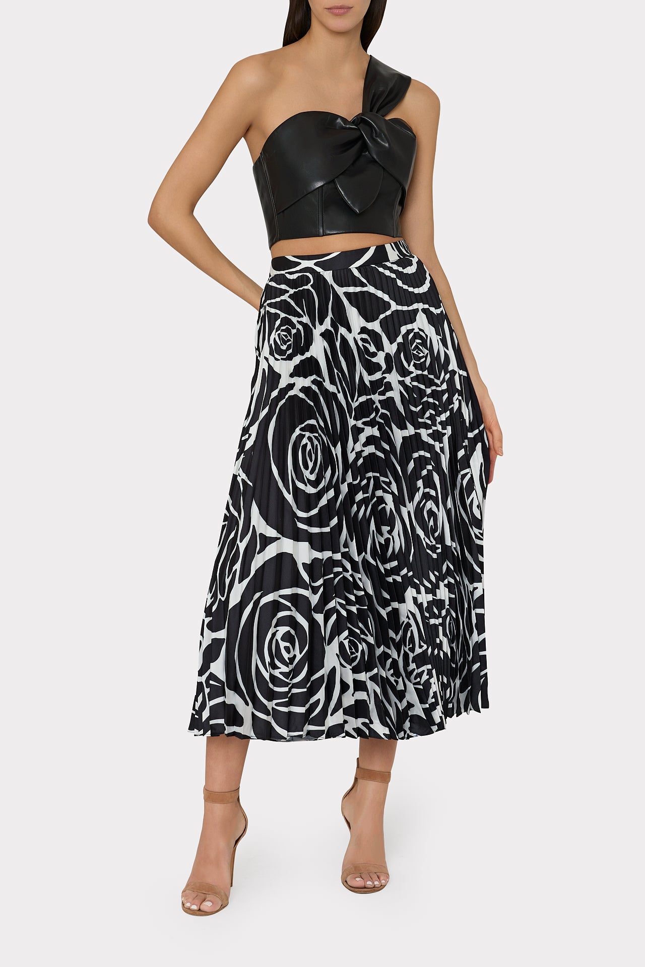 Otha Black Rose Pleated Skirt