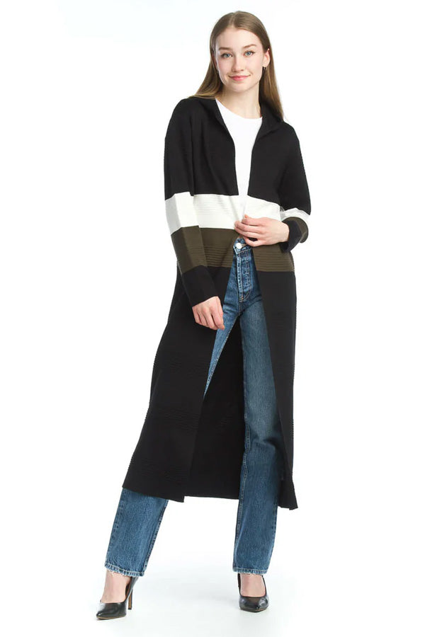 Papillon Long Ribbed Hooded Cardigan