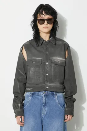 Rick Owens jacket Denim Jacket Cape Sleeve Cropped Outershirt women's gray color DS01D1702.SCF.78