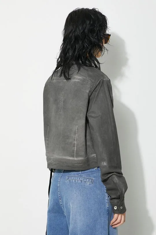 Rick Owens jacket Denim Jacket Cape Sleeve Cropped Outershirt women's gray color DS01D1702.SCF.78