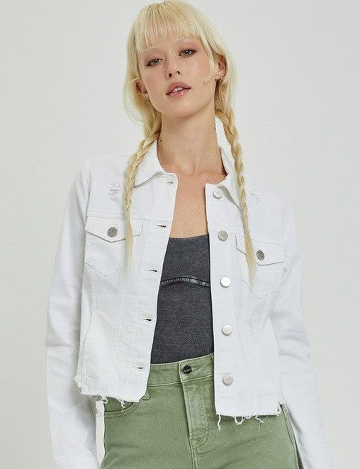 Risen White Frayed Edge Jacket