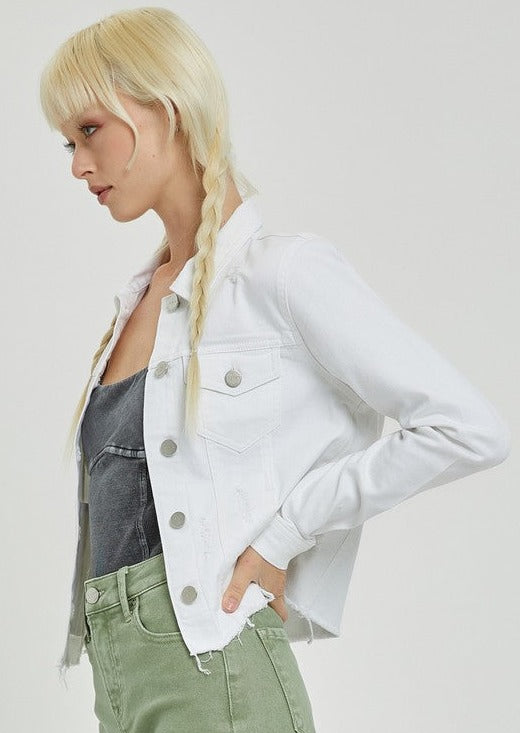 Risen White Frayed Edge Jacket