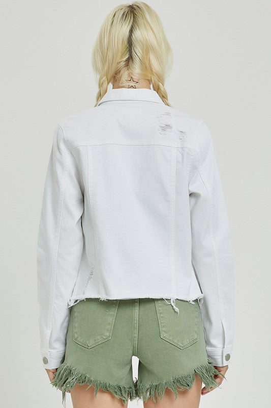 Risen White Frayed Edge Jacket