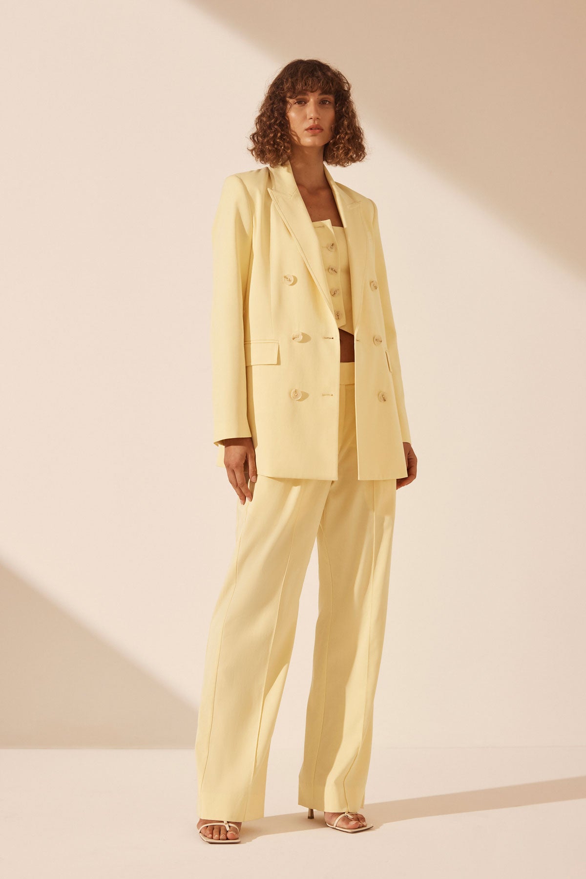 Sara Peak Lapel Blazer - Lemon