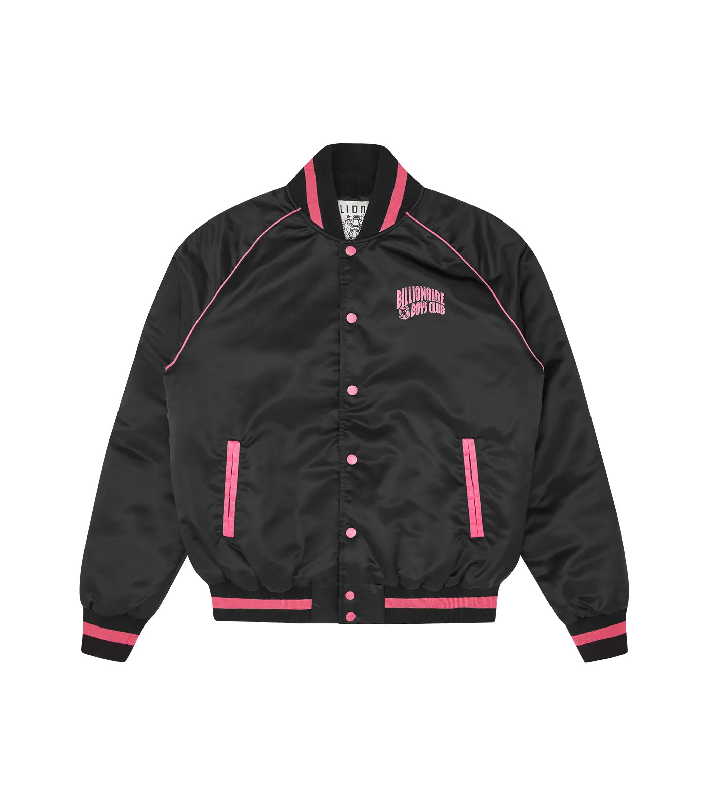 SATIN BOMBER JACKET - BLACK/PINK