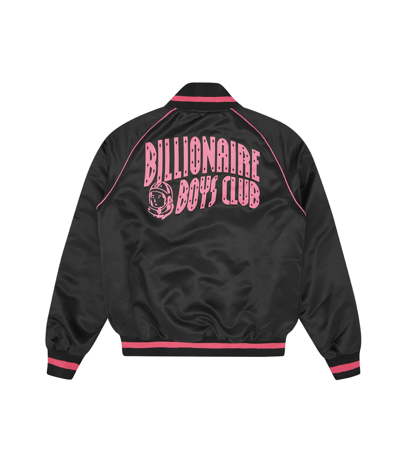 SATIN BOMBER JACKET - BLACK/PINK