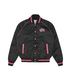 SATIN BOMBER JACKET - BLACK/PINK