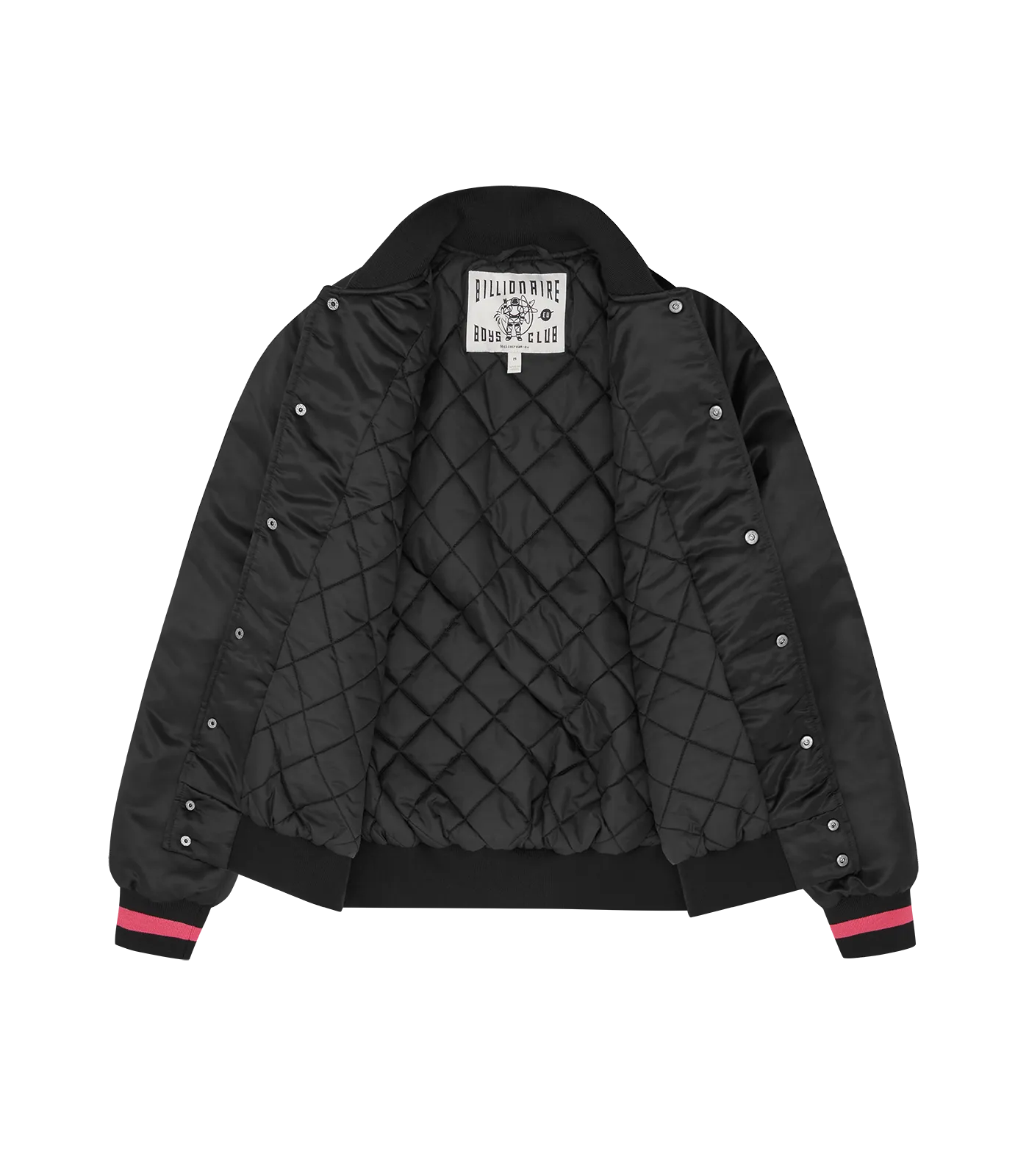 SATIN BOMBER JACKET - BLACK/PINK