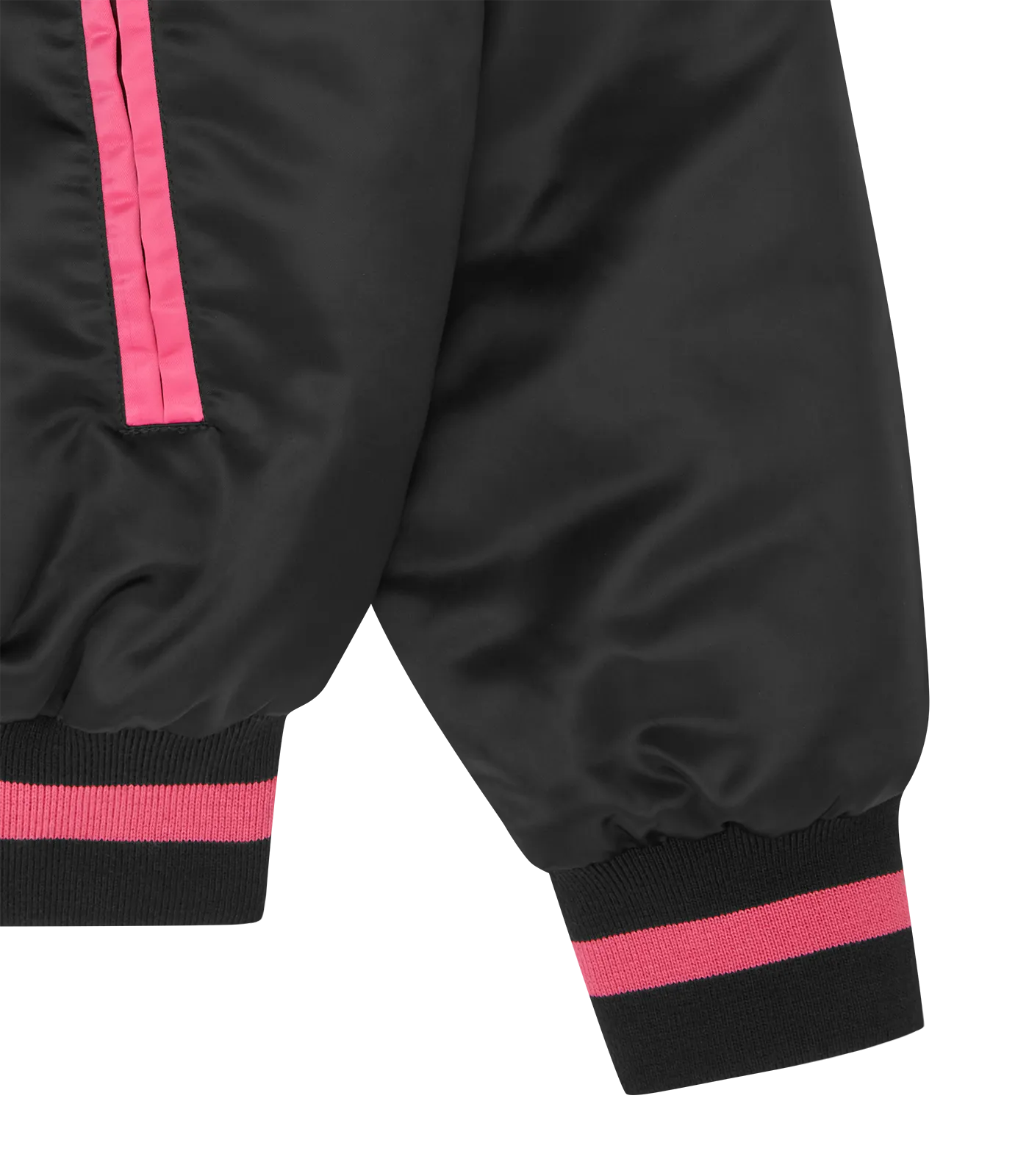 SATIN BOMBER JACKET - BLACK/PINK