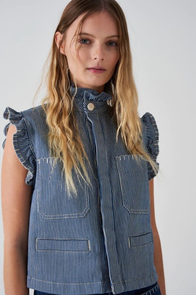 Seventy + Mochi Pablo Waistcoat - Striped Denim